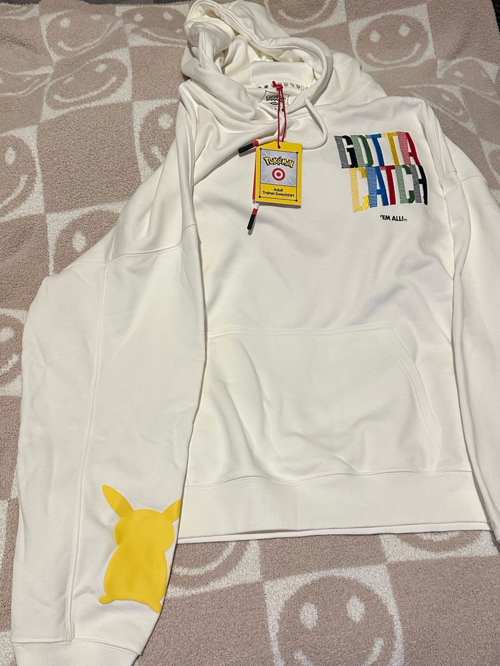 Pokemon x Target Gotta Catch Em All Cream And Color Hooded Sweatershirt Pikachu - Picture 2 of 3